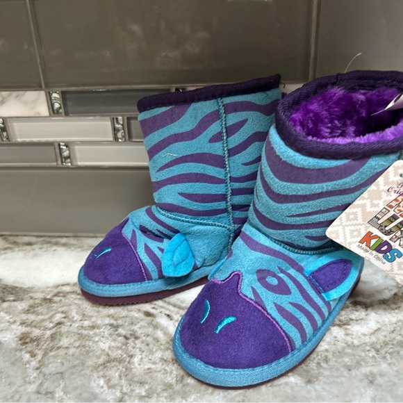 The Original MUK LUKS Zoo Babies Girls Zebra  Boots New Without Box Sz 8 - Picture 1 of 8